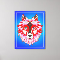 Pink Wolf Head Polygon Design-24531