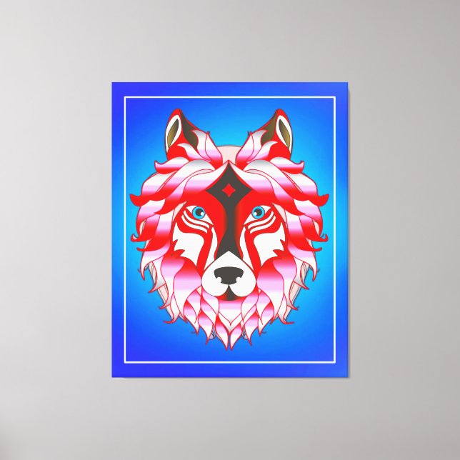 Pink Wolf Head Polygon Design-24531 Canvas Print (Front)