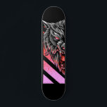 Pink Wolf Head  Skateboard<br><div class="desc">This design may be personalised by choosing the customise option to add text or make other changes. If this product has the option to transfer the design to another item, please make sure to adjust the design to fit if needed. Contact me at colorflowcreations@gmail.com if you wish to have this...</div>