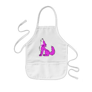 Pink Wolf Pup Howling Kids Apron