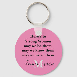 Pink Woman Empowerment Monogram Keychain Gift