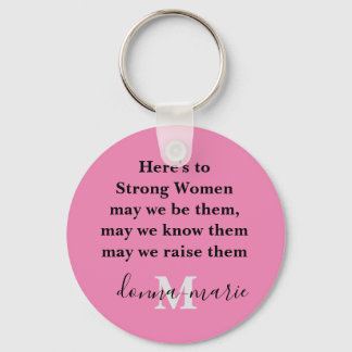 Pink Woman Empowerment Monogram Keychain Gift