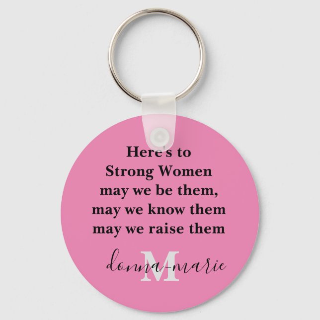 Pink Woman Empowerment Monogram Keychain Gift (Front)