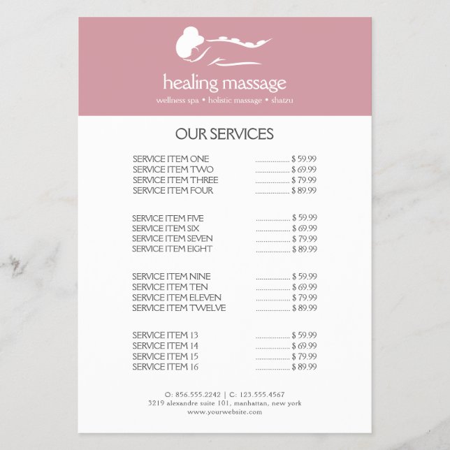 PINK WOMAN STONE MASSAGE  Wellness Day Spa Flyer (Front)