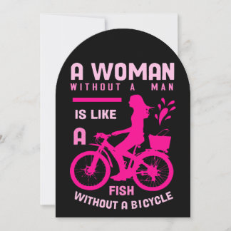 pink woman without man like fish bicycle feminist invitation