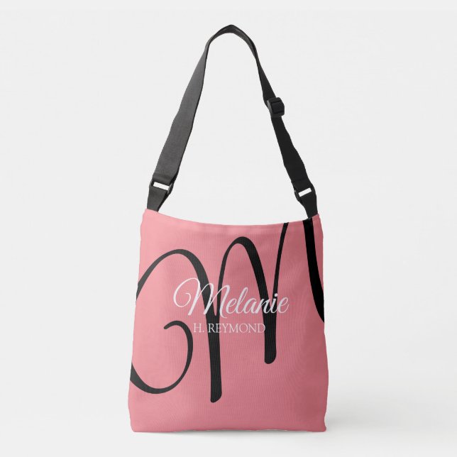 pink women initial & name stylish crossbody bag (Front)