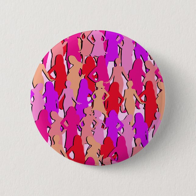 Pink Women Silhouette 6 Cm Round Badge (Front)