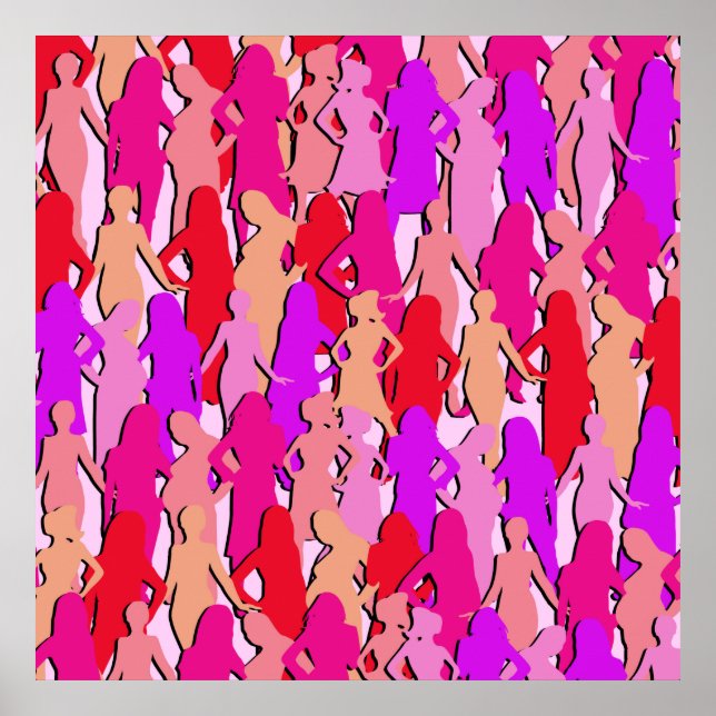 Pink Women Silhouette Poster (Front)