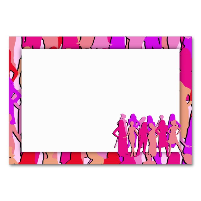 Pink Women Silhouette Table Number (Back)