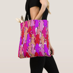 Pink Women Silhouettes Tote Bag