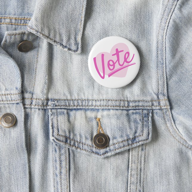 Pink Women Vote 6 Cm Round Badge (In Situ)