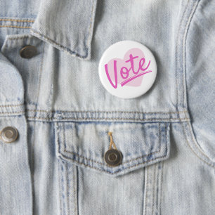 Pink Women Vote 6 Cm Round Badge