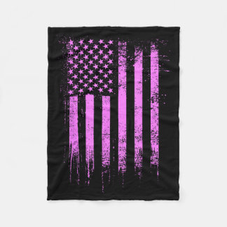 Pink Womens American Flag Top Olive Green Fleece Blanket