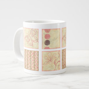 Pink Woodblock Drawings by Chariklia Zarris Large Coffee Mug