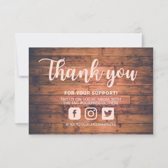 Pink Wooden Thank you Custom Media Insert (Front)