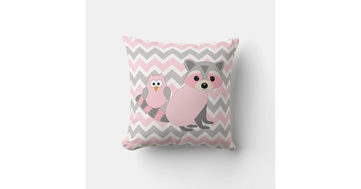 Pink Woodland animal baby nursery decor, fox owl Cushion | Zazzle