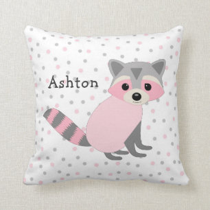 Pink Woodland animal baby nursery name Cushion