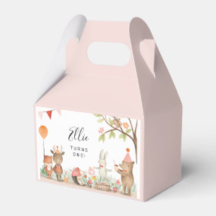 Pink Woodland Animals Birthday Favour Box