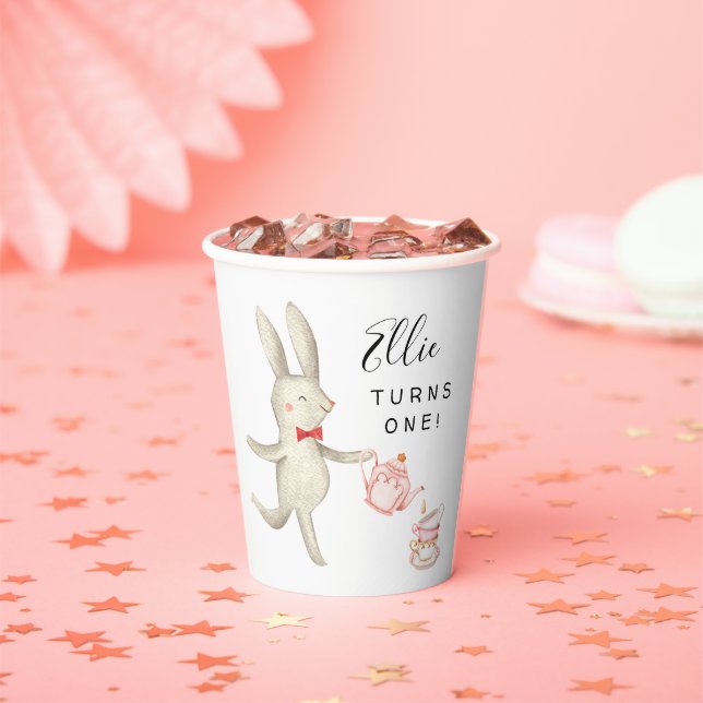 Pink Woodland Birthday Party Paper Cups (Insitu)