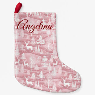Pink Woodland Christmas Stocking