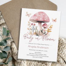 Pink Woodland Mushroom Baby in Bloom Baby Shower