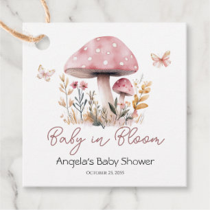 Pink Woodland Mushroom Baby Shower Favour Tags