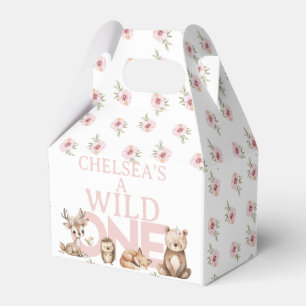 Pink Woodland Wild One 1st Birthday Favour Box