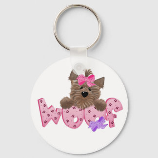 Pink Woof Dog Key Ring