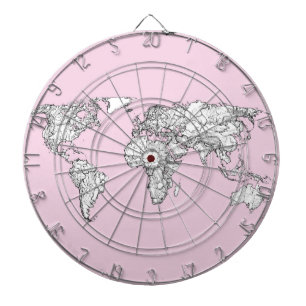 pink world map dartboard