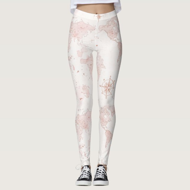Pink World Map Leggings (Front)