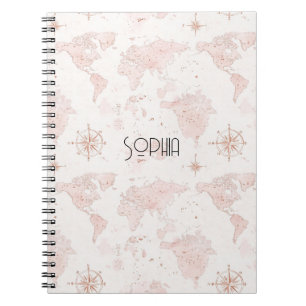 Pink World Map Notebook