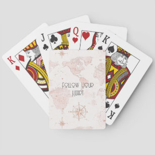 Pink World Map Playing Cards