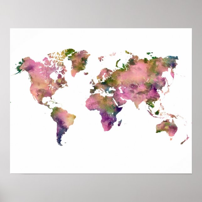 Pink World Map poster (Front)