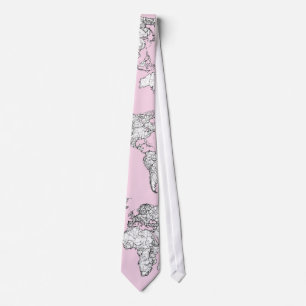 pink world map tie