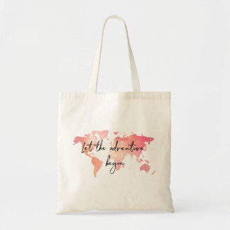 Pink World map travel tote bag