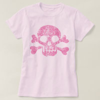 Pink Worn Skull and Crossbones T-Shirt