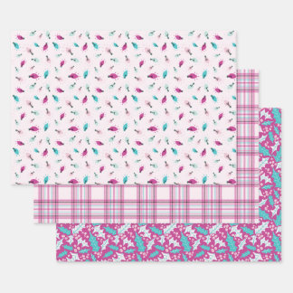 Pink Wrapping Paper Set of 3 Sheets