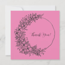 Pink Wreath Ink Drawing 