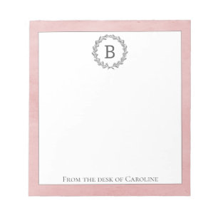Pink Wreath Monogram Notepad