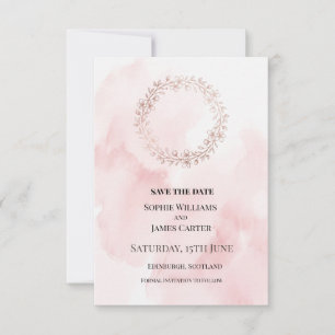Pink Wreath Wedding Save The Date