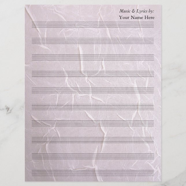 Pink Wrinkled Fabric  Blank Sheet Music 10 Stave (Front)