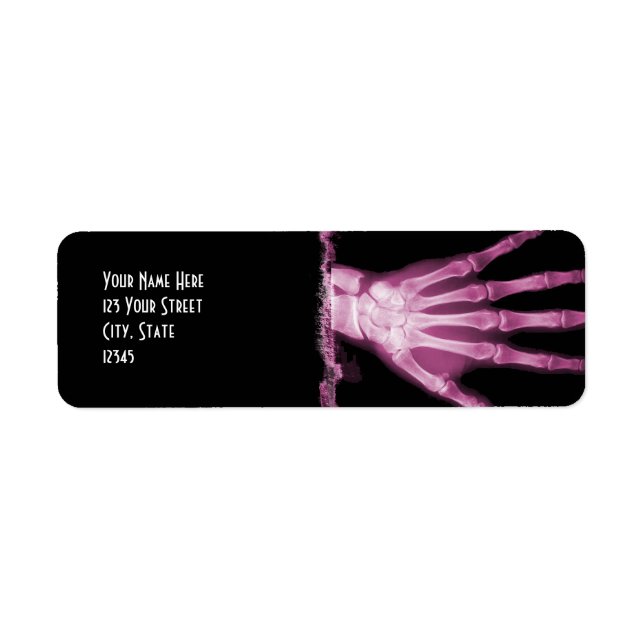 Pink X-ray Skeleton Hand Return Address Labels (Front)