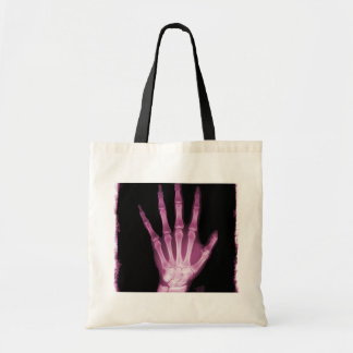 Pink X-ray Skeleton Hand Tote Bag