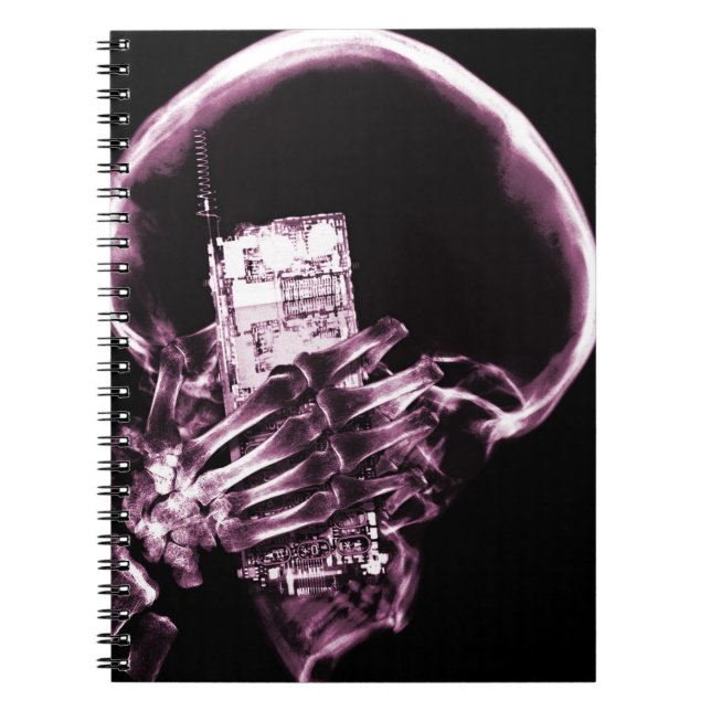 Pink X-Ray Vision Skeleton on Cell Phone Notebook (Front)