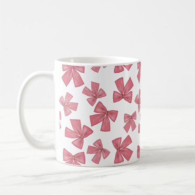 Pink Xmas Bows Coffee Mug (Left)