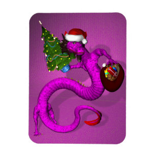 Pink Xmas Dragon Magnet