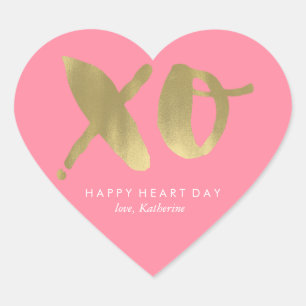 Pink "XO" Valentines Day Heart Sticker
