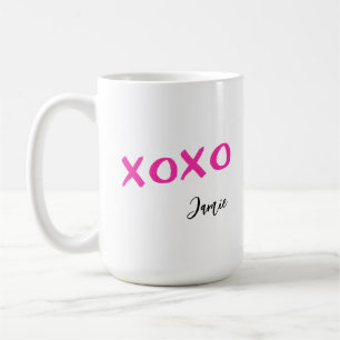 Pink Xoxo brush stroke personalise name Coffee Mug