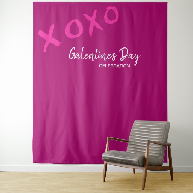 Pink XOXO Galentine's Day Celebration Tapestry (In Situ)