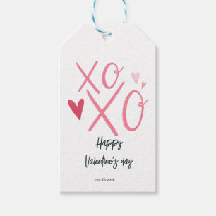 Pink "XOXO"Hearts Happy Valentine's Day  Gift Tags